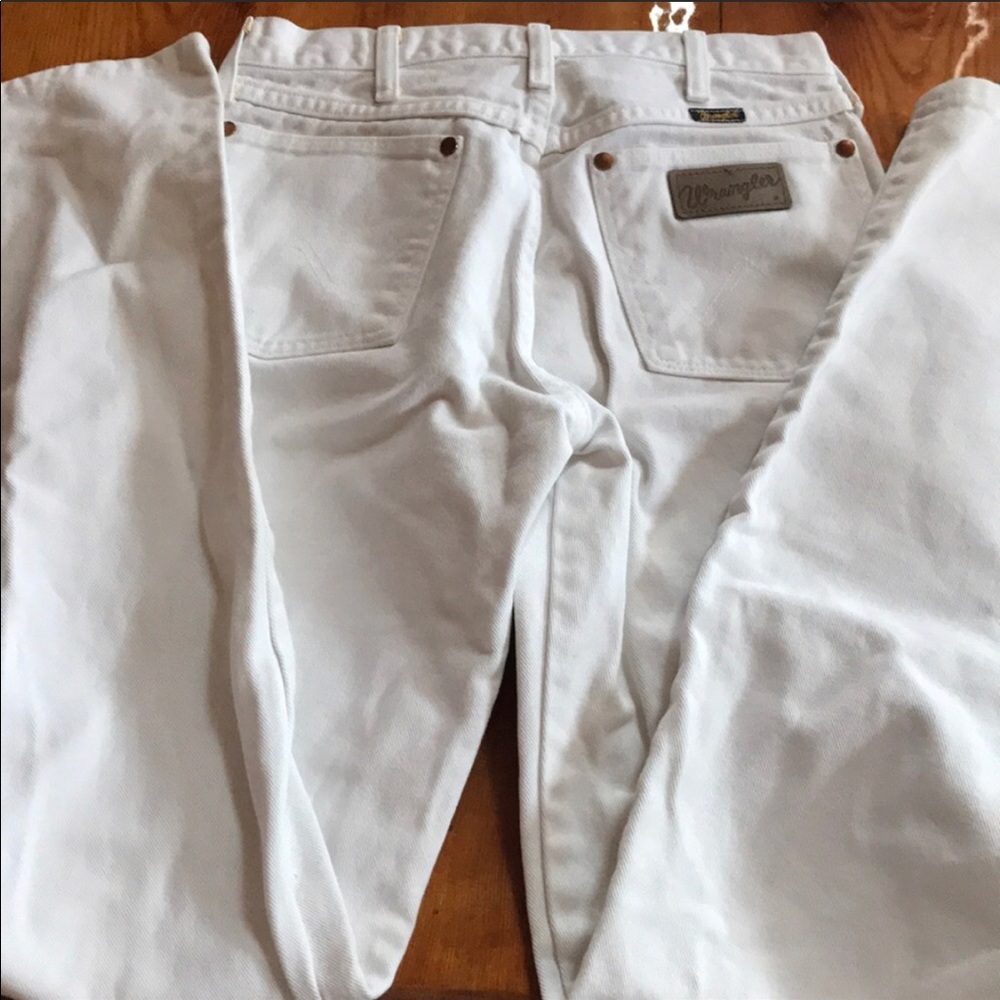 White denim Wranglers
